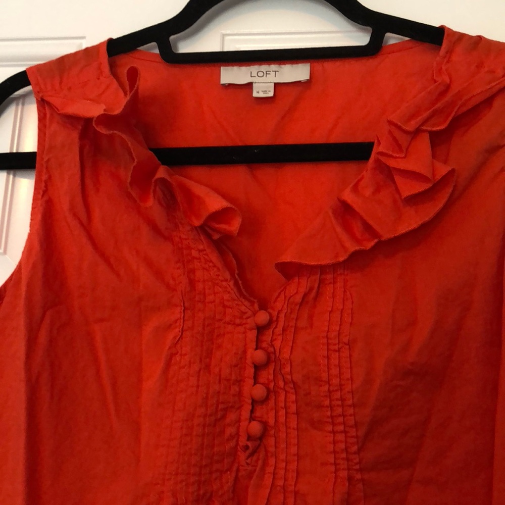 Loft sleeveless tank, ruffle detail